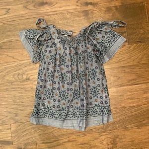 Loft flower blouse with bows on sleeves